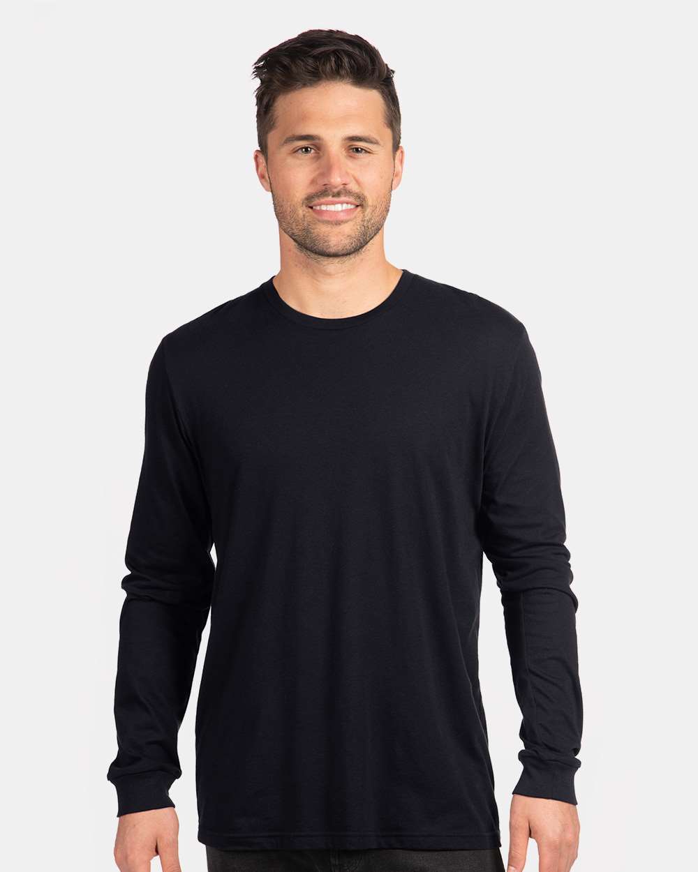 Unisex CVC Long Sleeve T-Shirt Black - model front