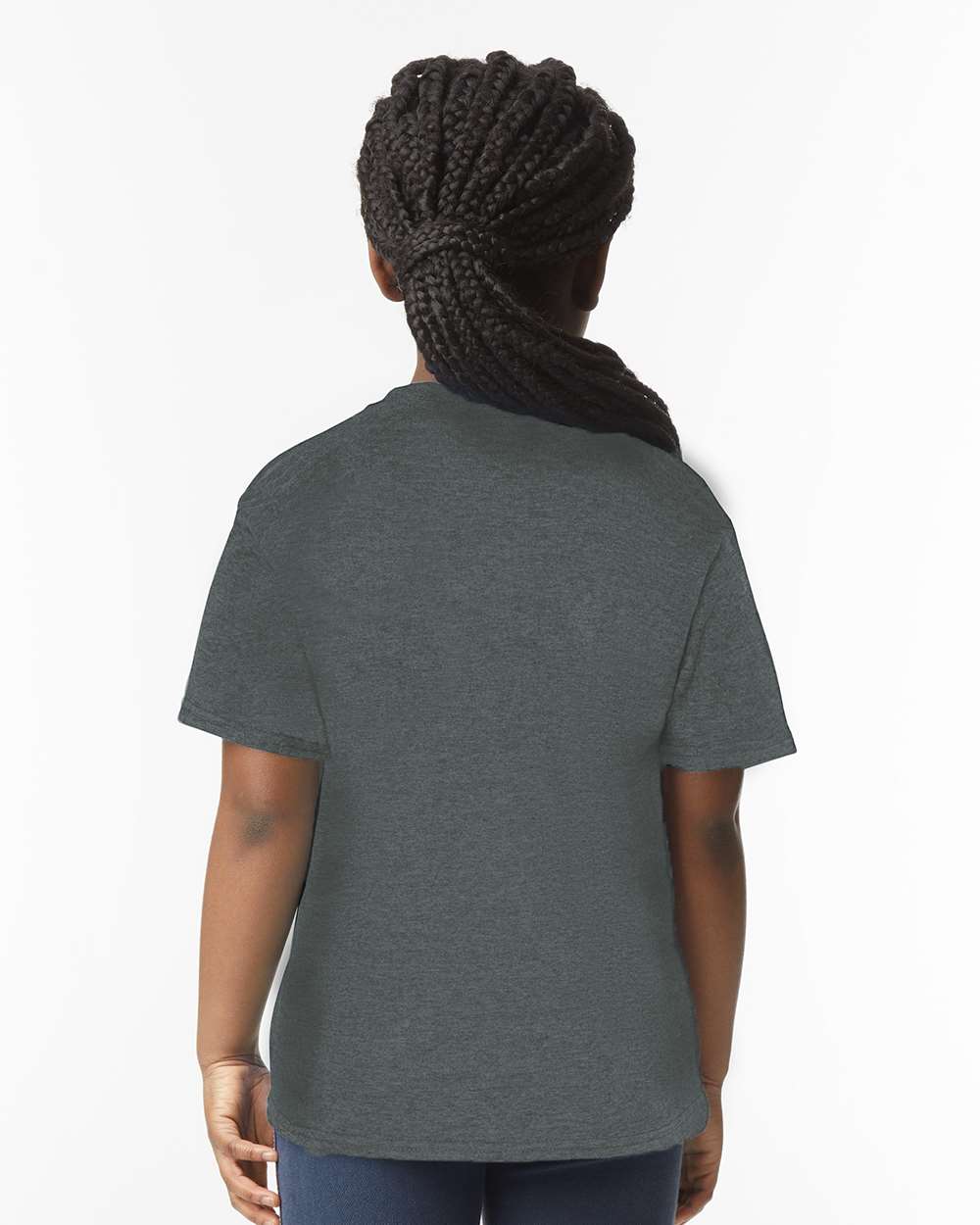 Youth Softstyle T-Shirt Dark Heather - model back
