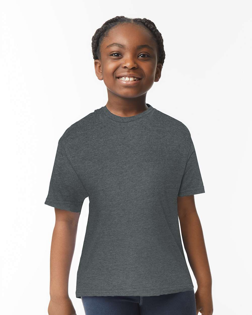 Youth Softstyle T-Shirt Dark Heather - model front