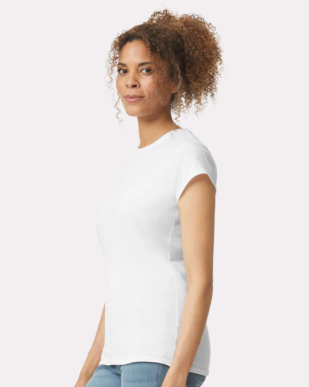 Women's Softstyle T-Shirt White - model side