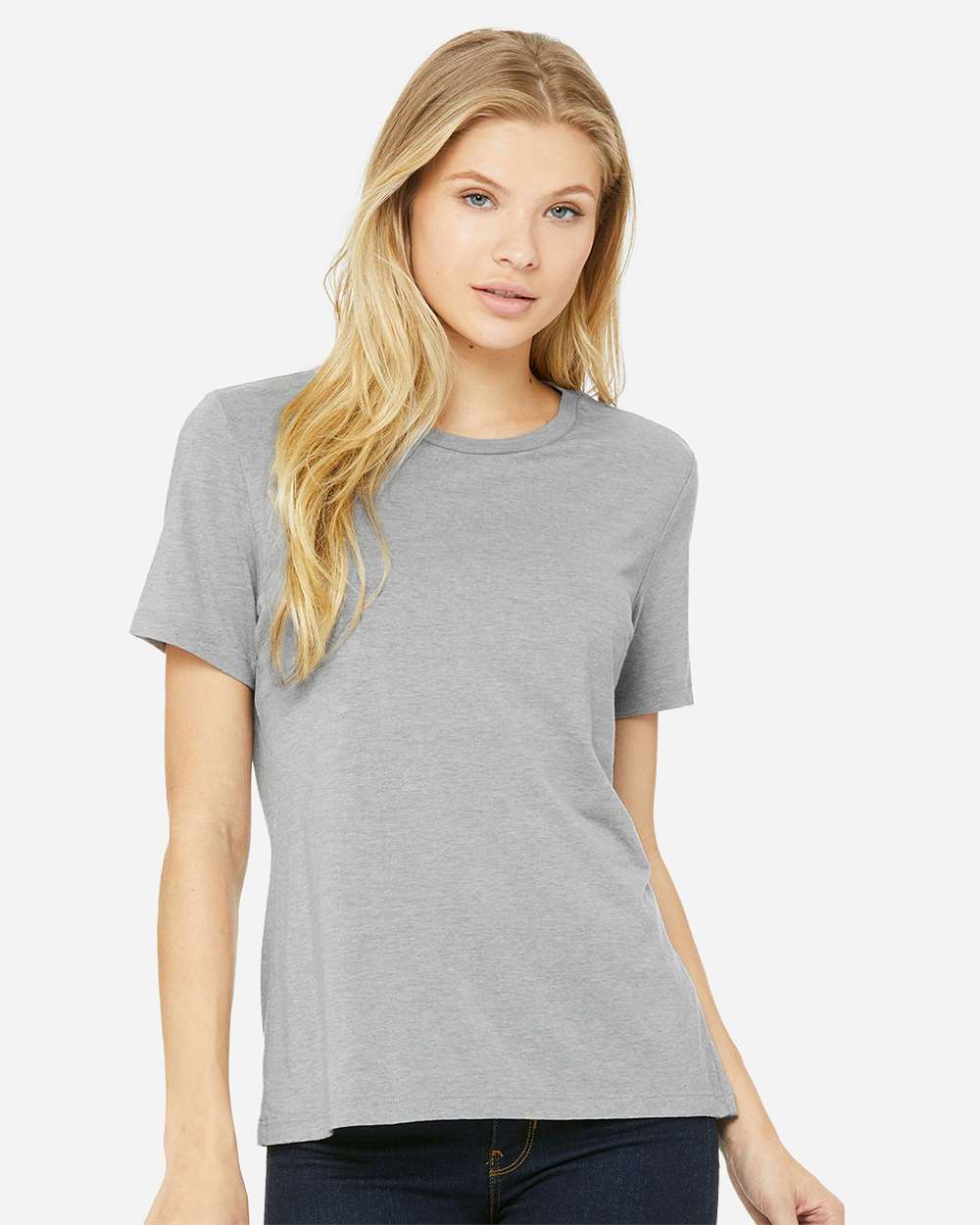 Women's Relaxed Fit Triblend Tee Athletic Grey Triblend - model front