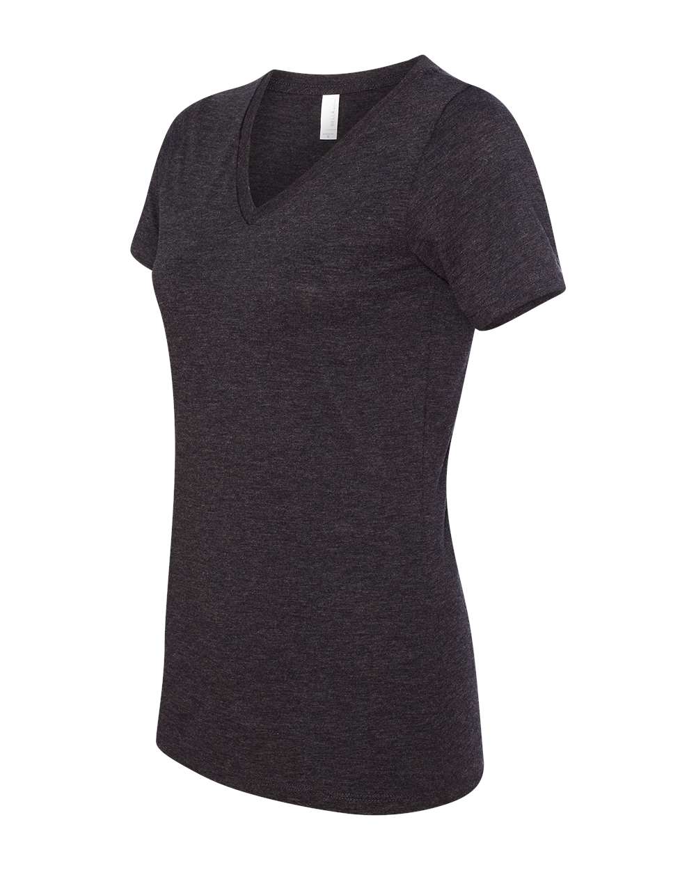 Women's Relaxed Triblend V-Neck Tee Charcoal Black Triblend - direct side