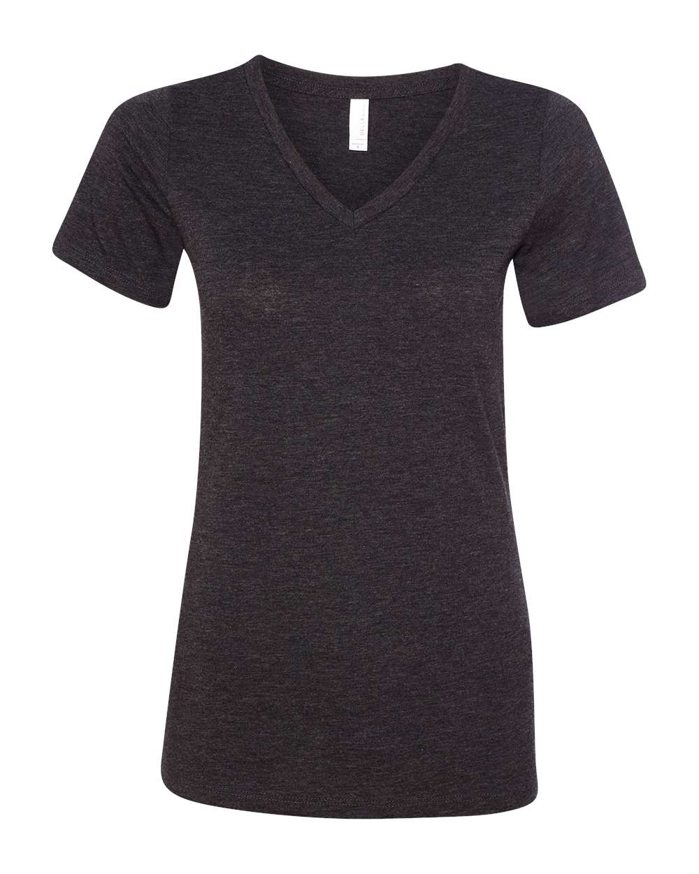 Women's Relaxed Triblend V-Neck Tee Charcoal Black Triblend - front