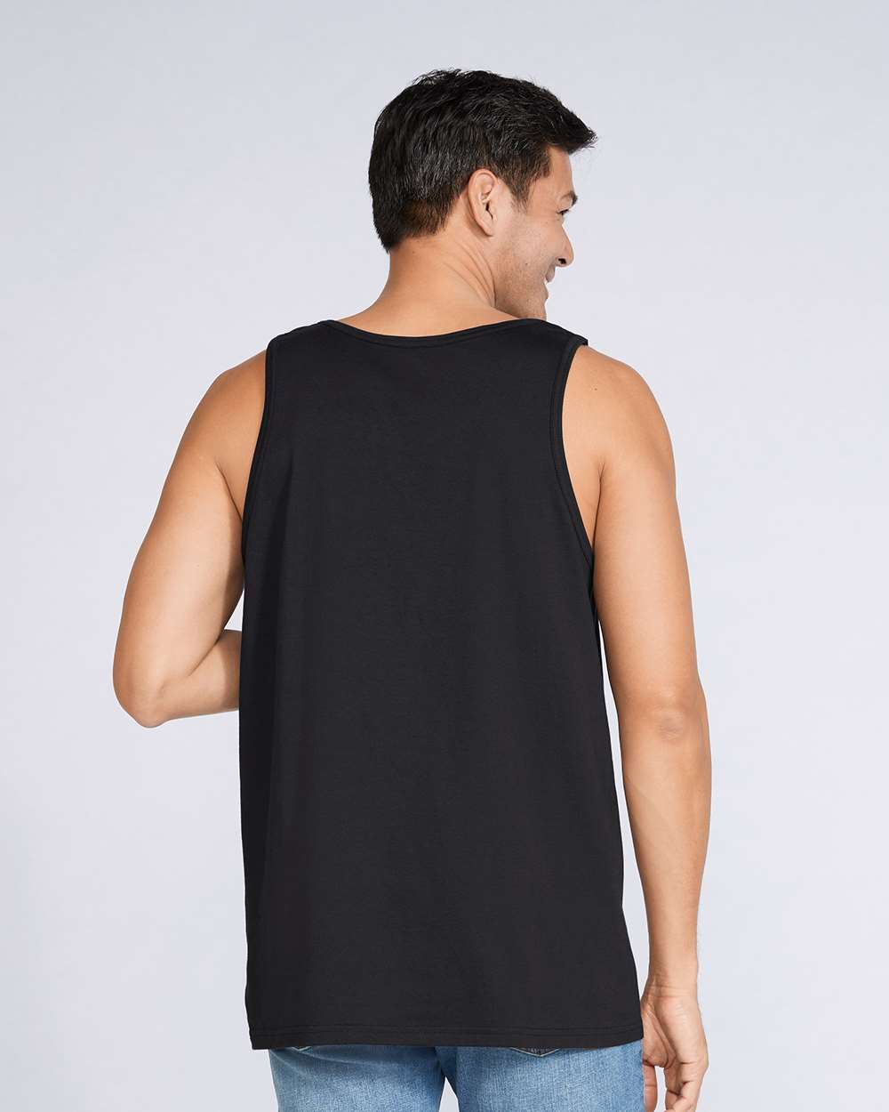 Unisex Softstyle Tank Top Black - model back