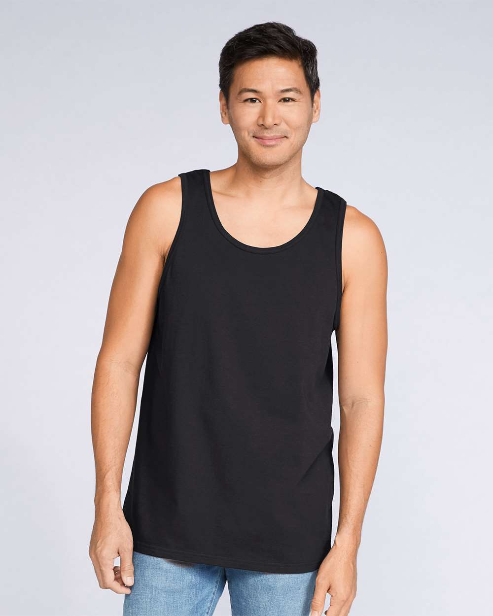 Unisex Softstyle Tank Top Black - model front