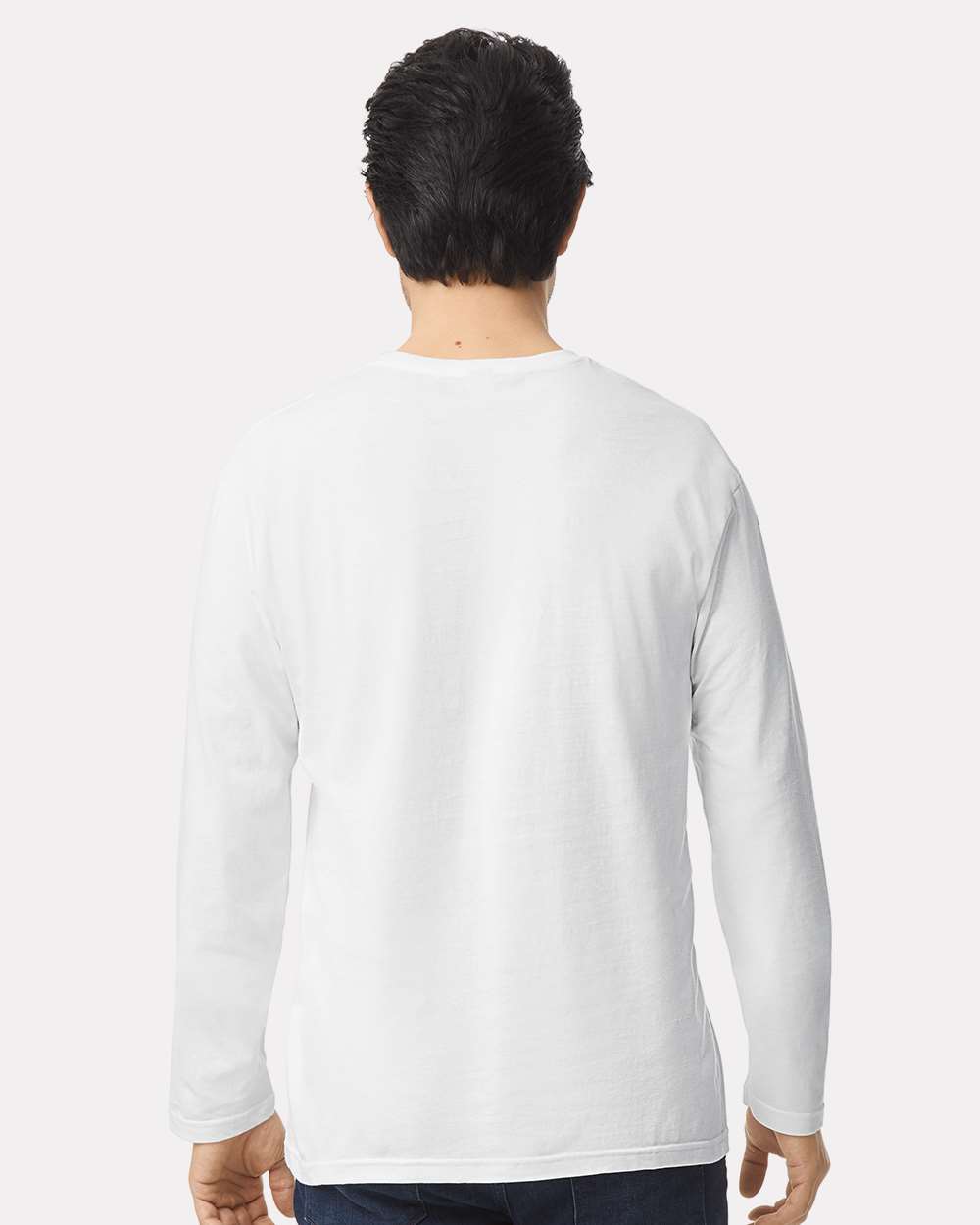 Unisex Softstyle Long Sleeve T-Shirt White - model back