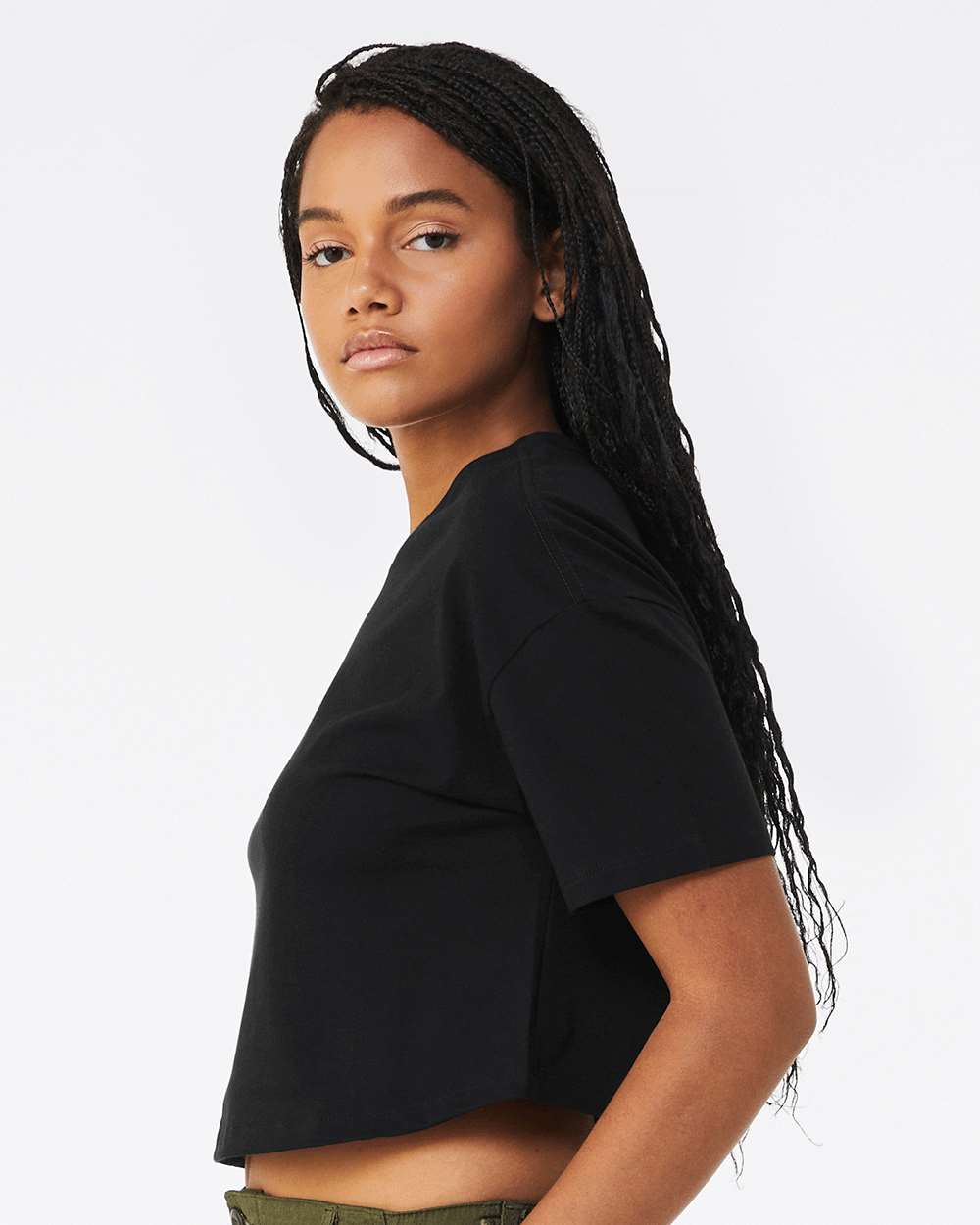 Women's Jersey Crop Tee Black - model side