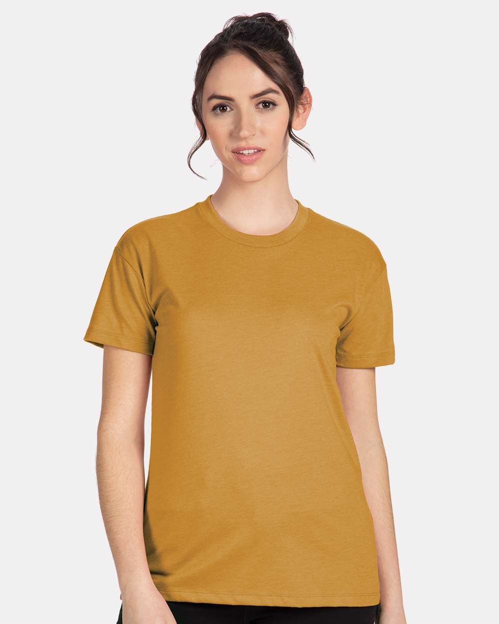 Women's CVC Relaxed T-Shirt Antique Gold - model front