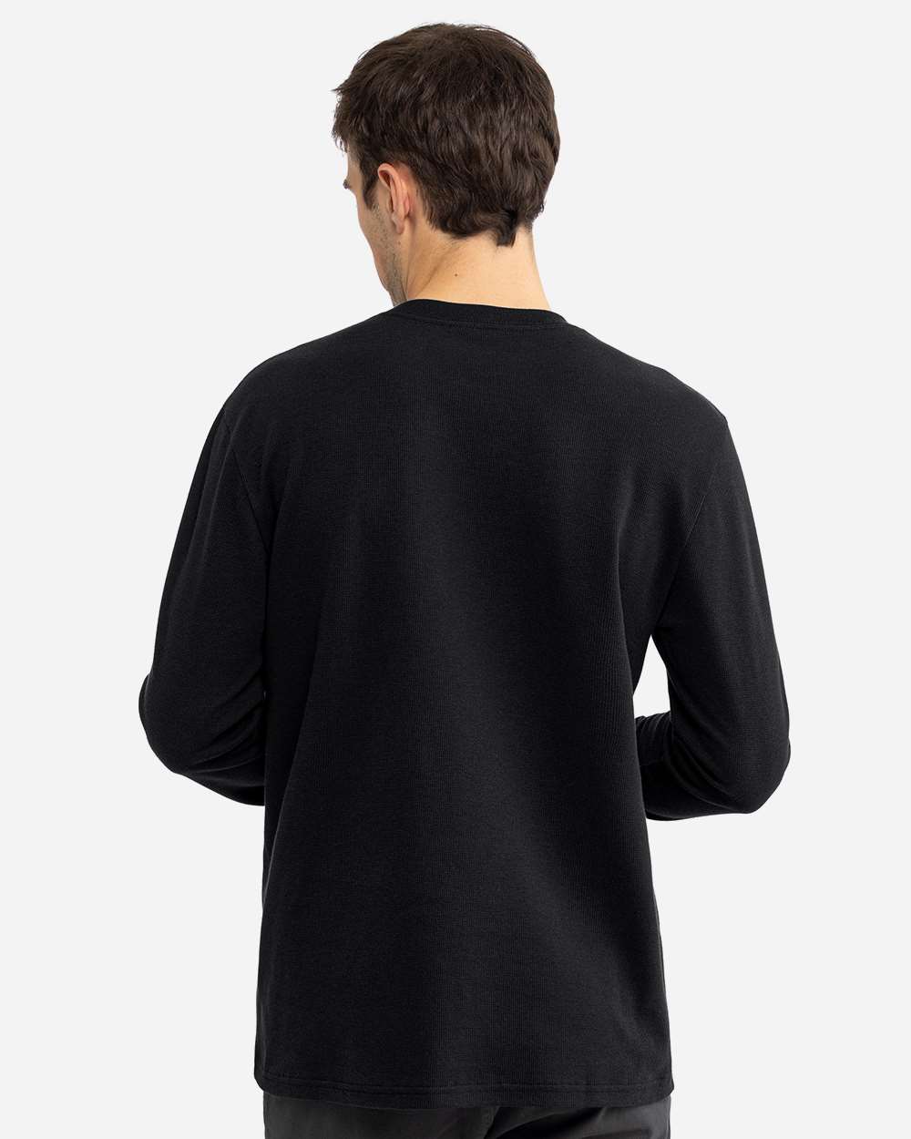 Unisex Ideal Thermal Long Sleeve T-Shirt Black - model back