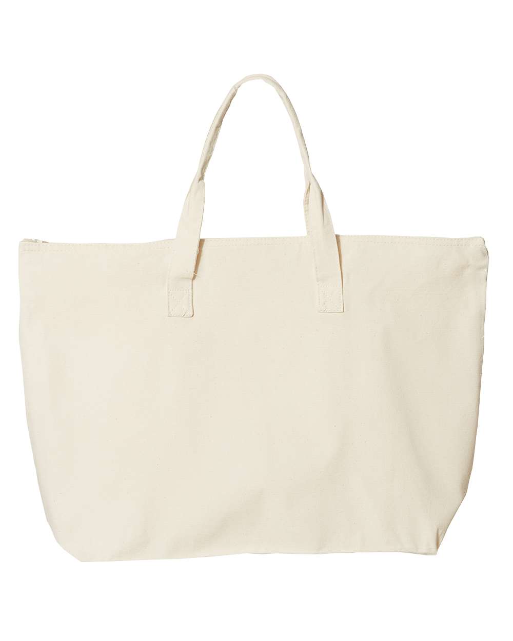 Tote with Top Zippered Closure Natural - back