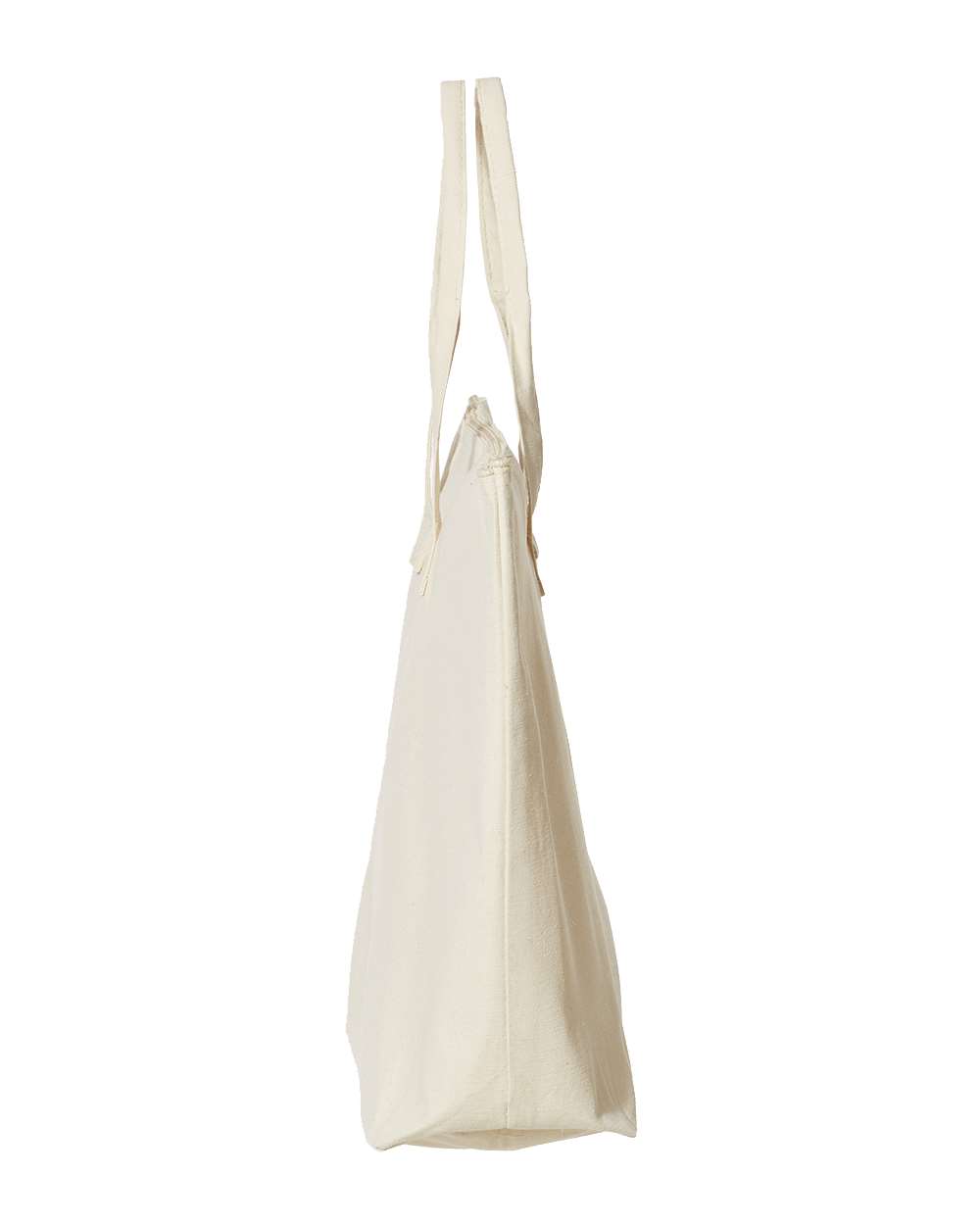 Tote with Top Zippered Closure Natural - direct side