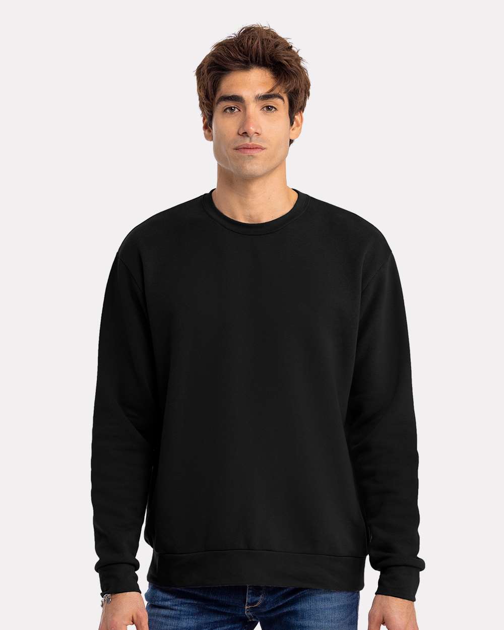 Unisex Santa Barbara Crewneck Sweatshirt Black - model front