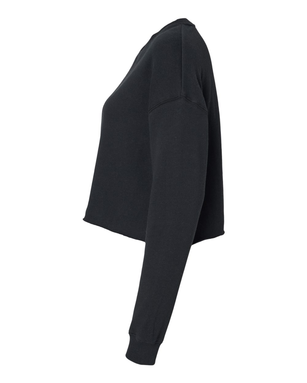 Women's Lightweight Crop Crewneck Sweatshirt Black - direct side
