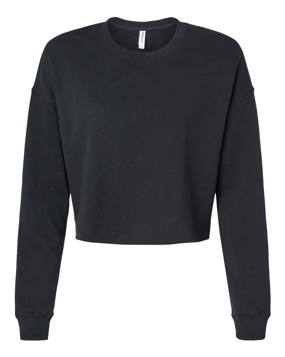 Women's Lightweight Crop Crewneck Sweatshirt Black - front