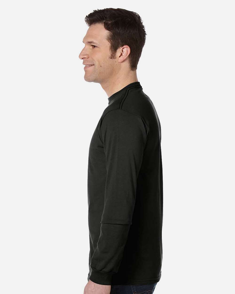 Unisex Classic Long Sleeve T-Shirt Black - model side