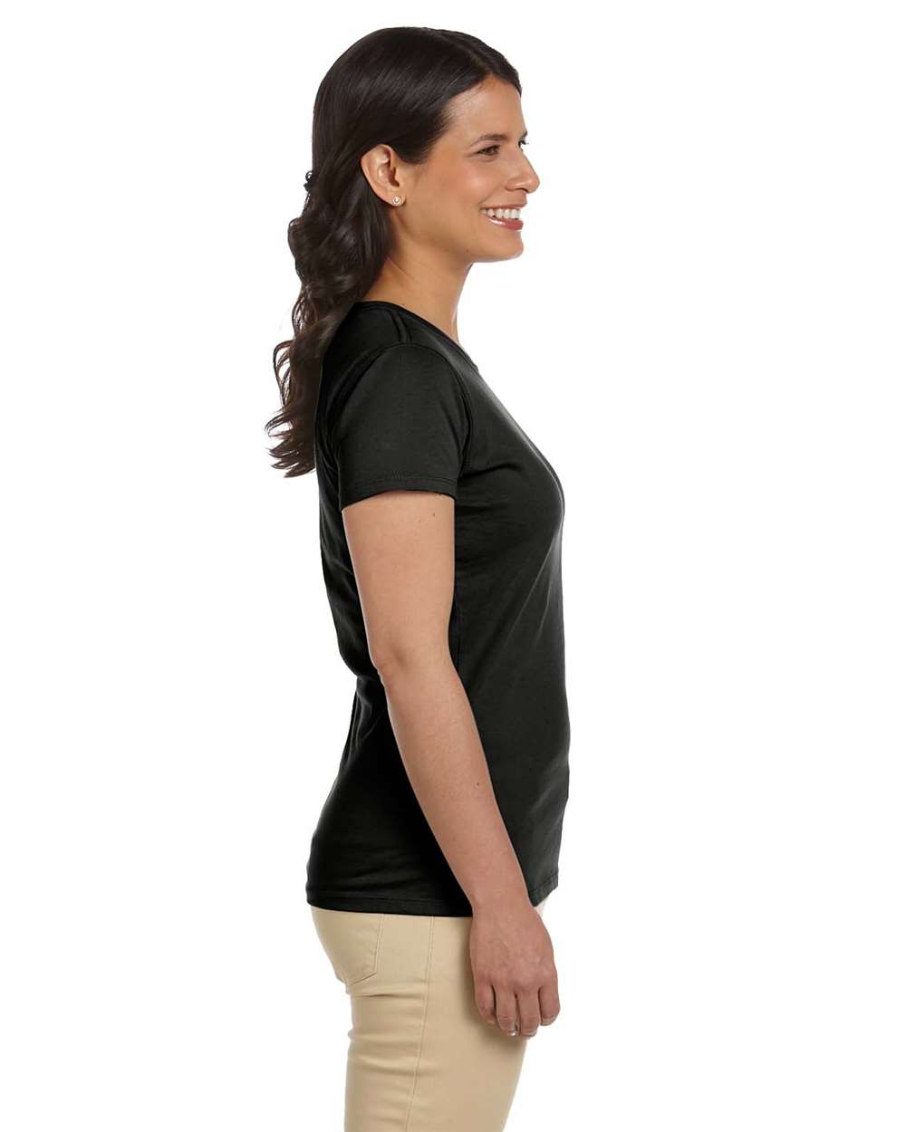 Women's Classic T-Shirt Black - model side