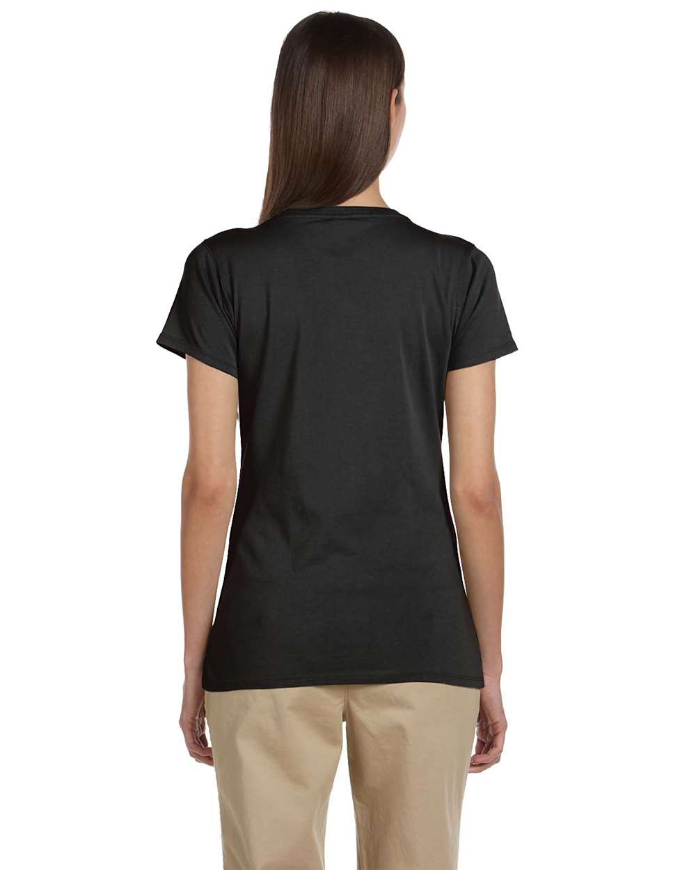 Women's Classic V-Neck T-Shirt Black - model back