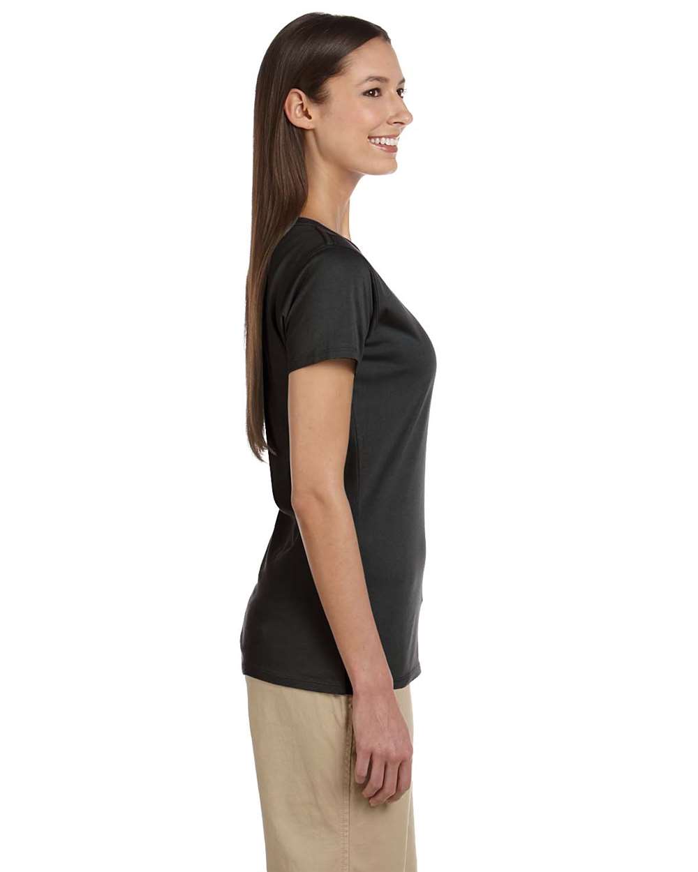 Women's Classic V-Neck T-Shirt Black - model side