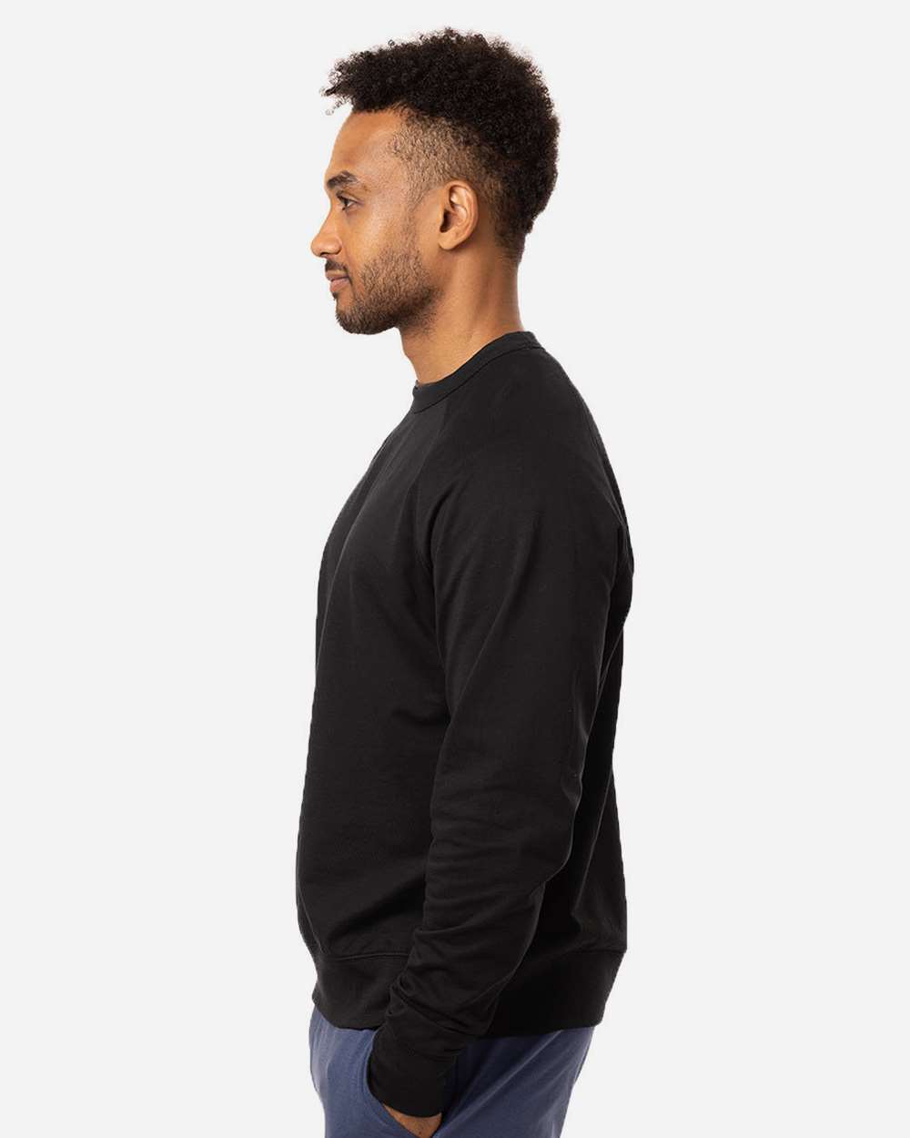 Unisex Motion Crewneck Sweatshirt Black - model side