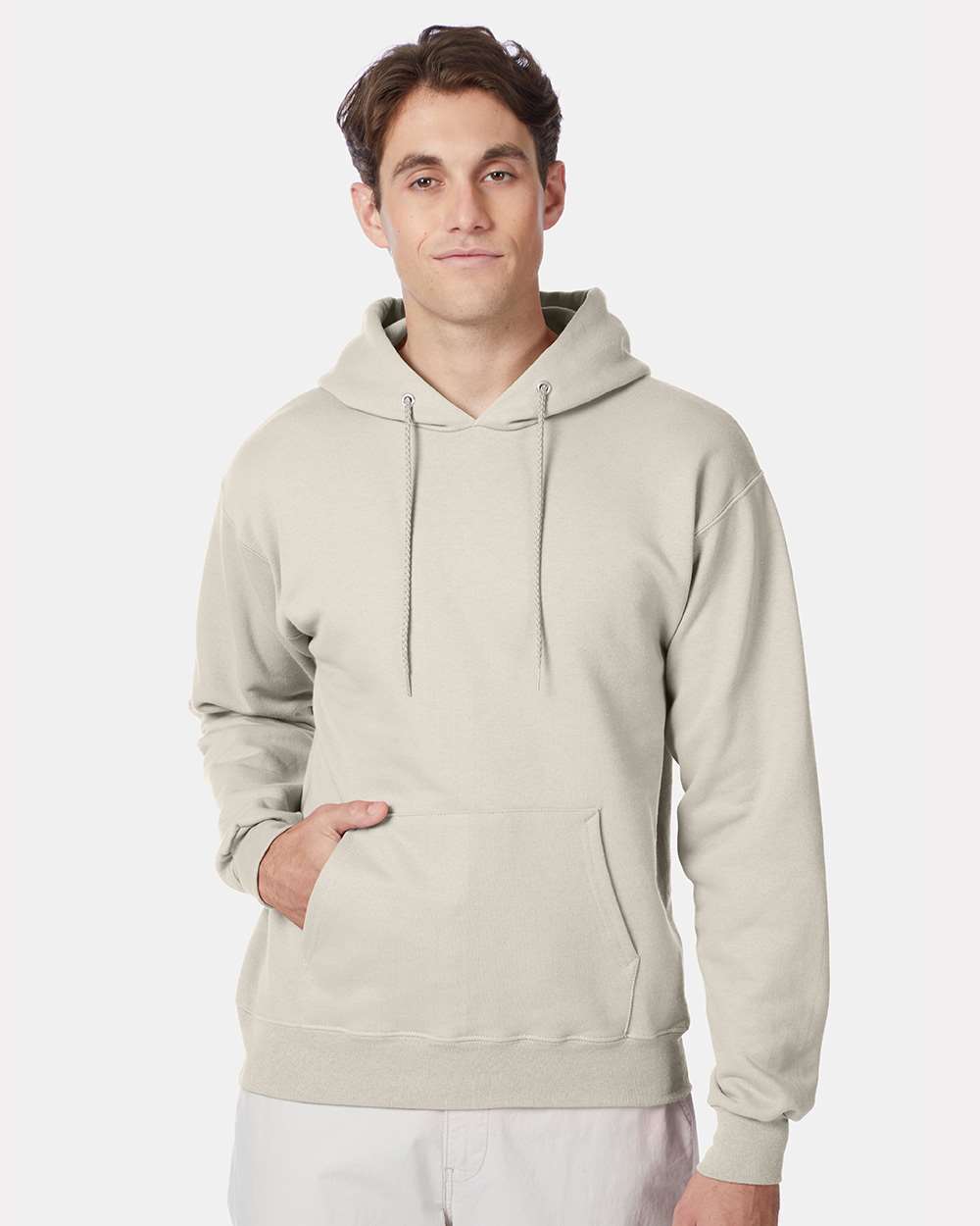 Unisex Ultimate Cotton Hooded Sweatshirt Natural - model front
