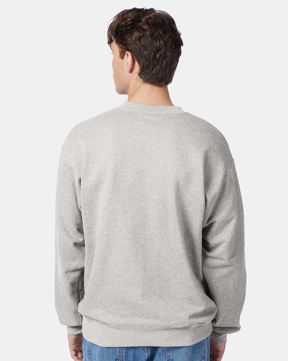 Unisex Ultimate Cotton Crewneck Sweatshirt Ash - model back