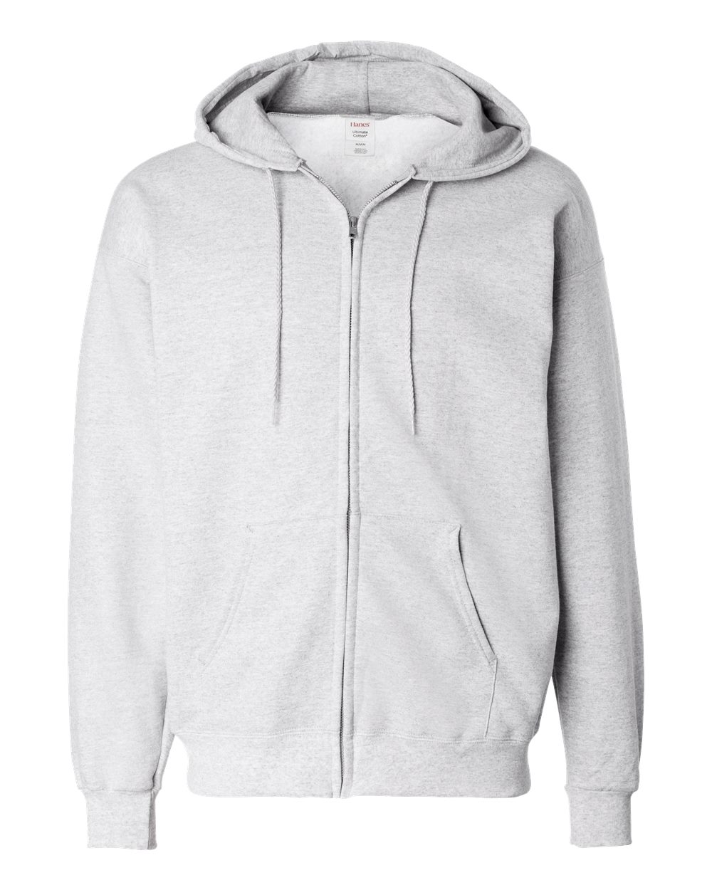 Unisex Ultimate Cotton Full-Zip Hooded Sweatshirt Ash - front