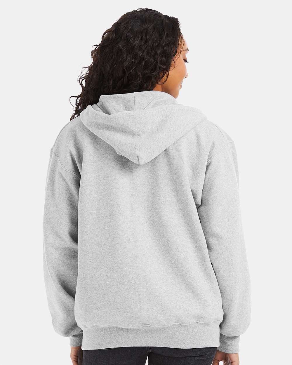 Unisex Ultimate Cotton Full-Zip Hooded Sweatshirt Ash - model back