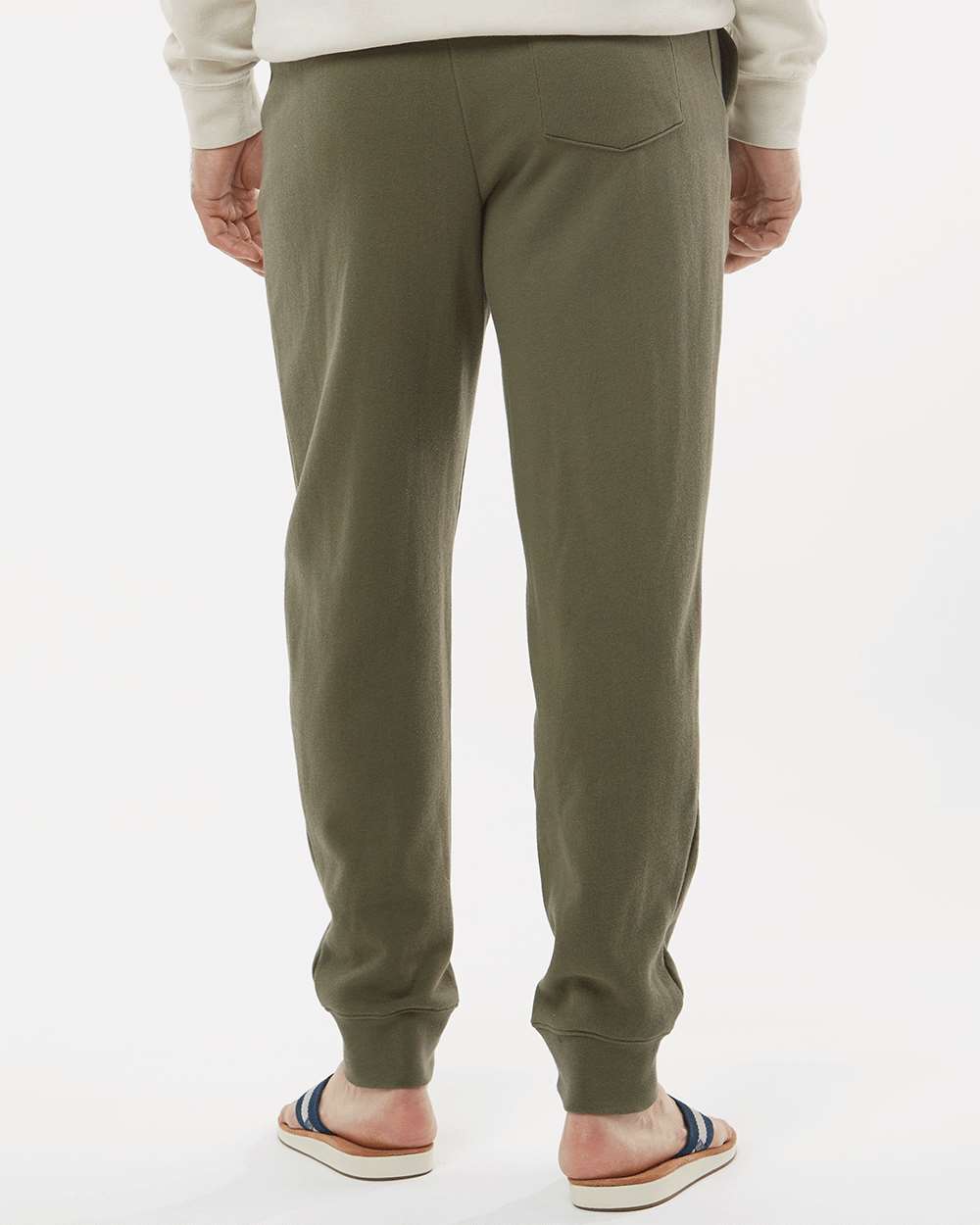 Men's Midweight Fleece Sweatpants Army - model back