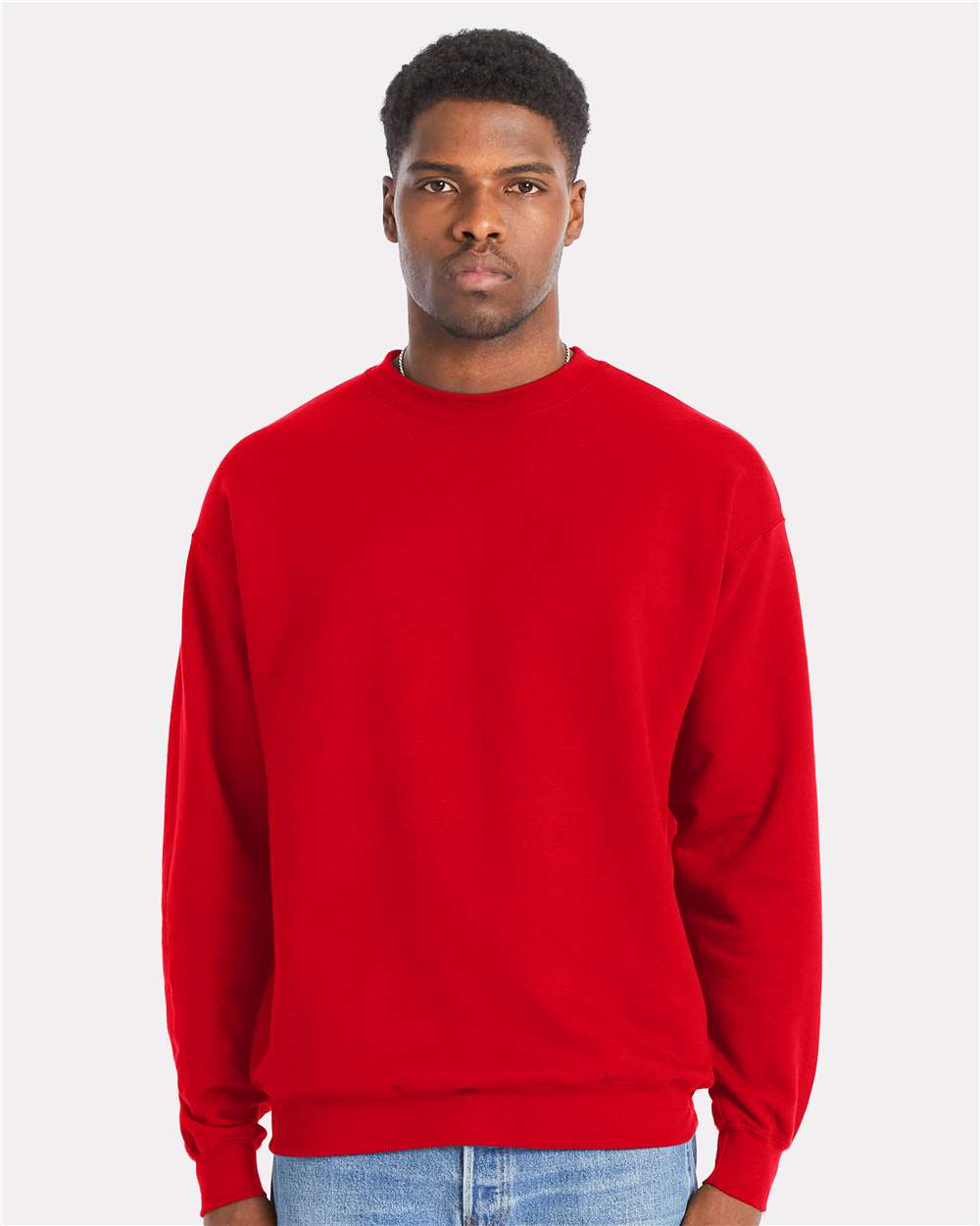 Unisex Perfect Sweats Crewneck Sweatshirt Athletic Red - model front
