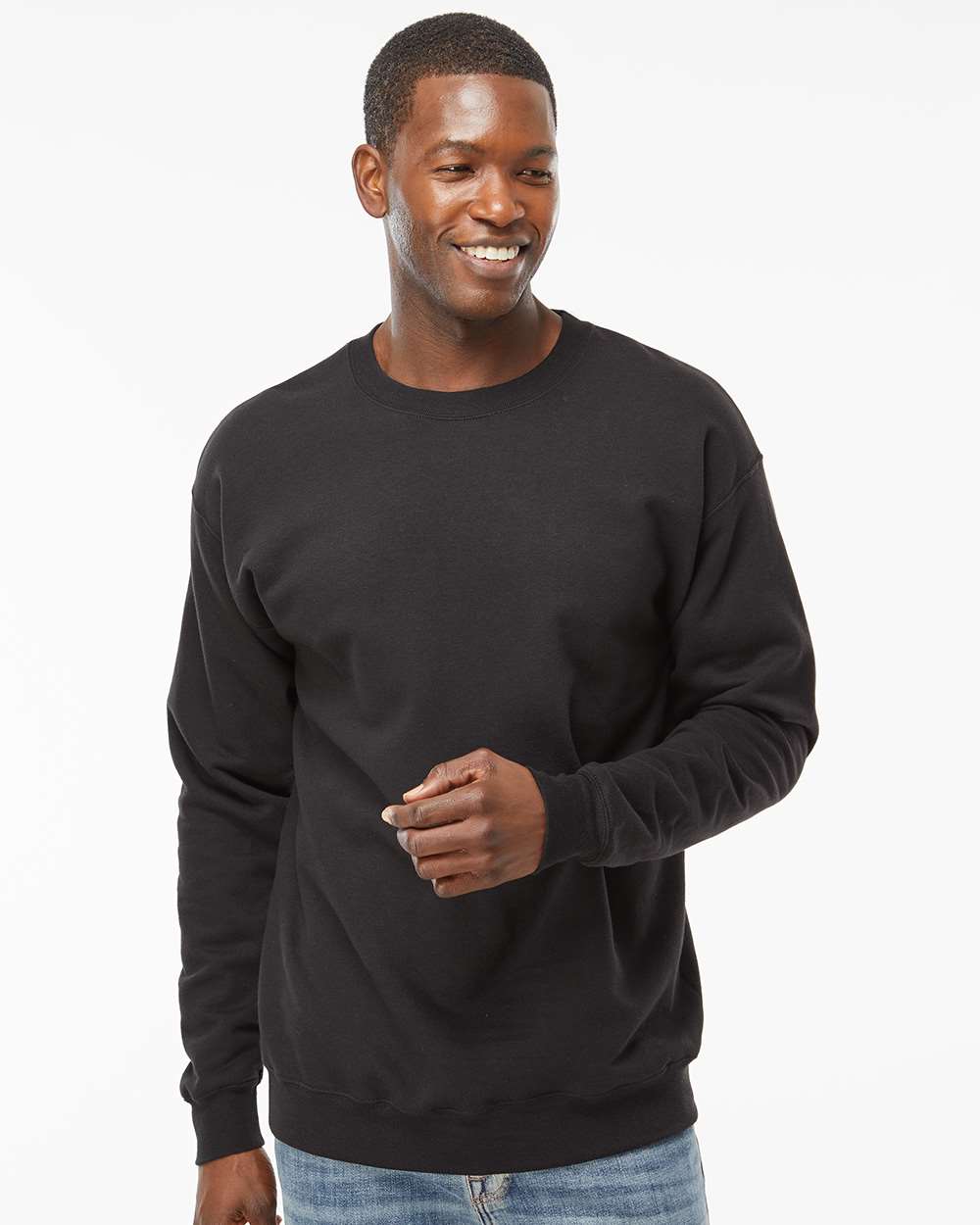 Unisex Perfect Sweats Crewneck Sweatshirt Black - model front