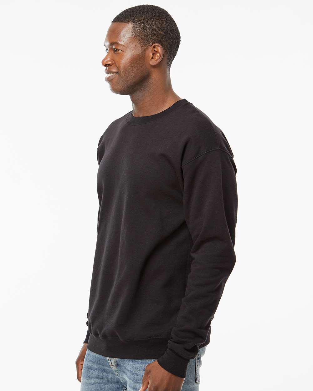 Unisex Perfect Sweats Crewneck Sweatshirt Black - model side