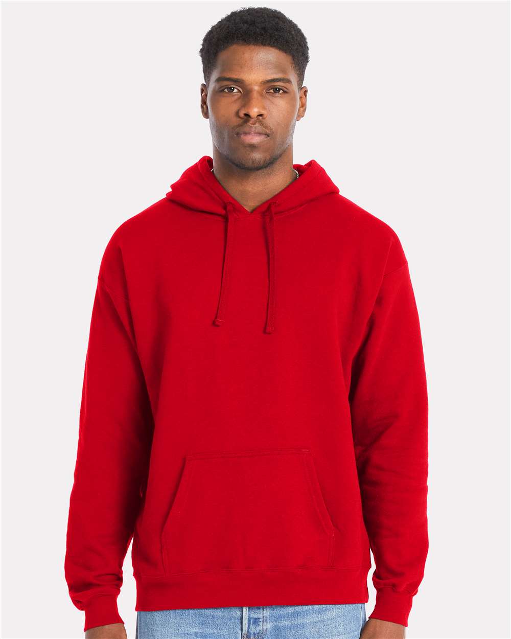 Unisex Perfect Sweats Hooded Sweatshirt Athletic Red - model front