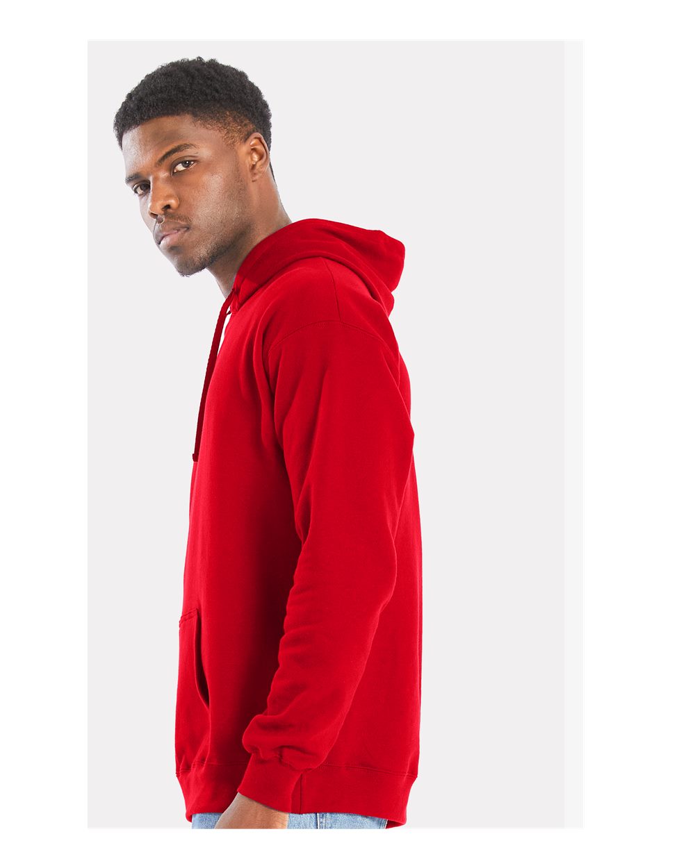Unisex Perfect Sweats Hooded Sweatshirt Athletic Red - model side