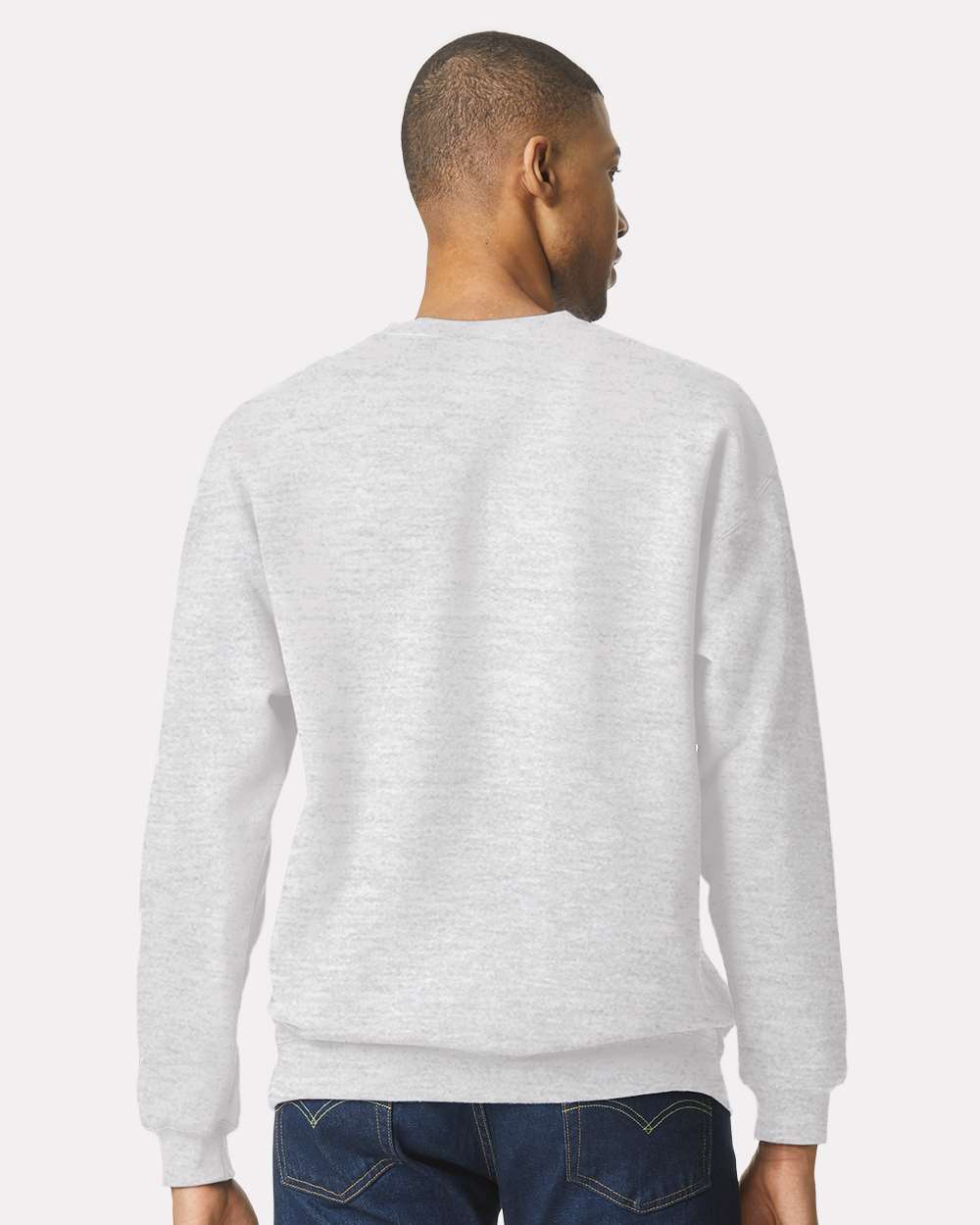 Unisex Softstyle Midweight Crewneck Sweatshirt Ash - model back