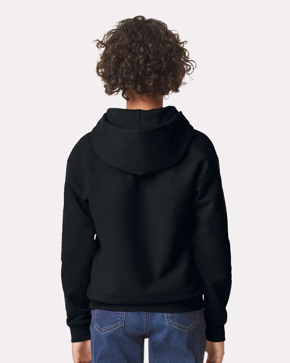 Youth Softstyle Midweight Hooded Sweatshirt Black - model back