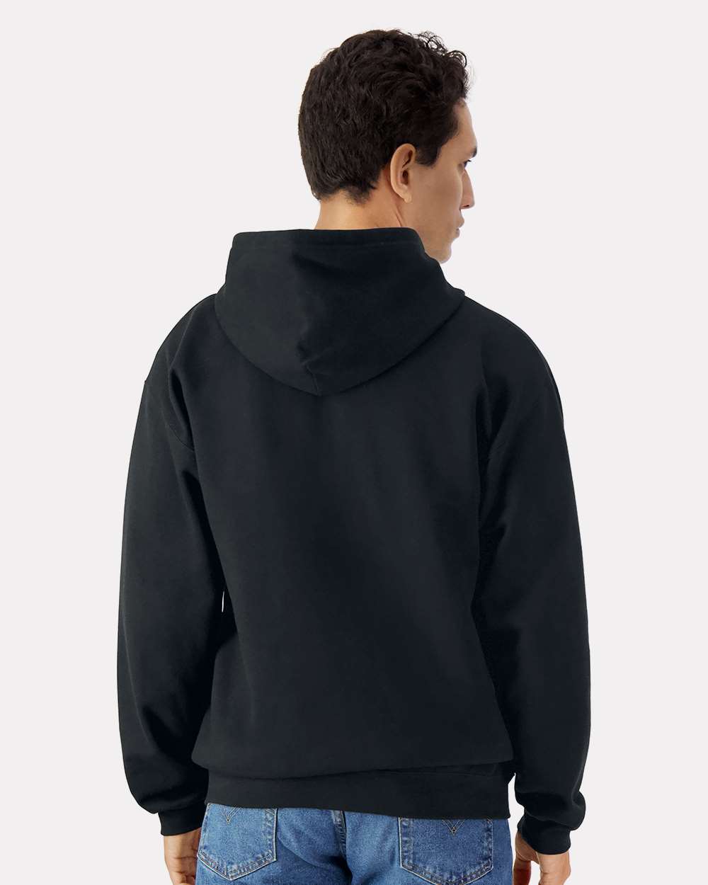 Unisex Softstyle Full-Zip Hooded Sweatshirt Black - model back