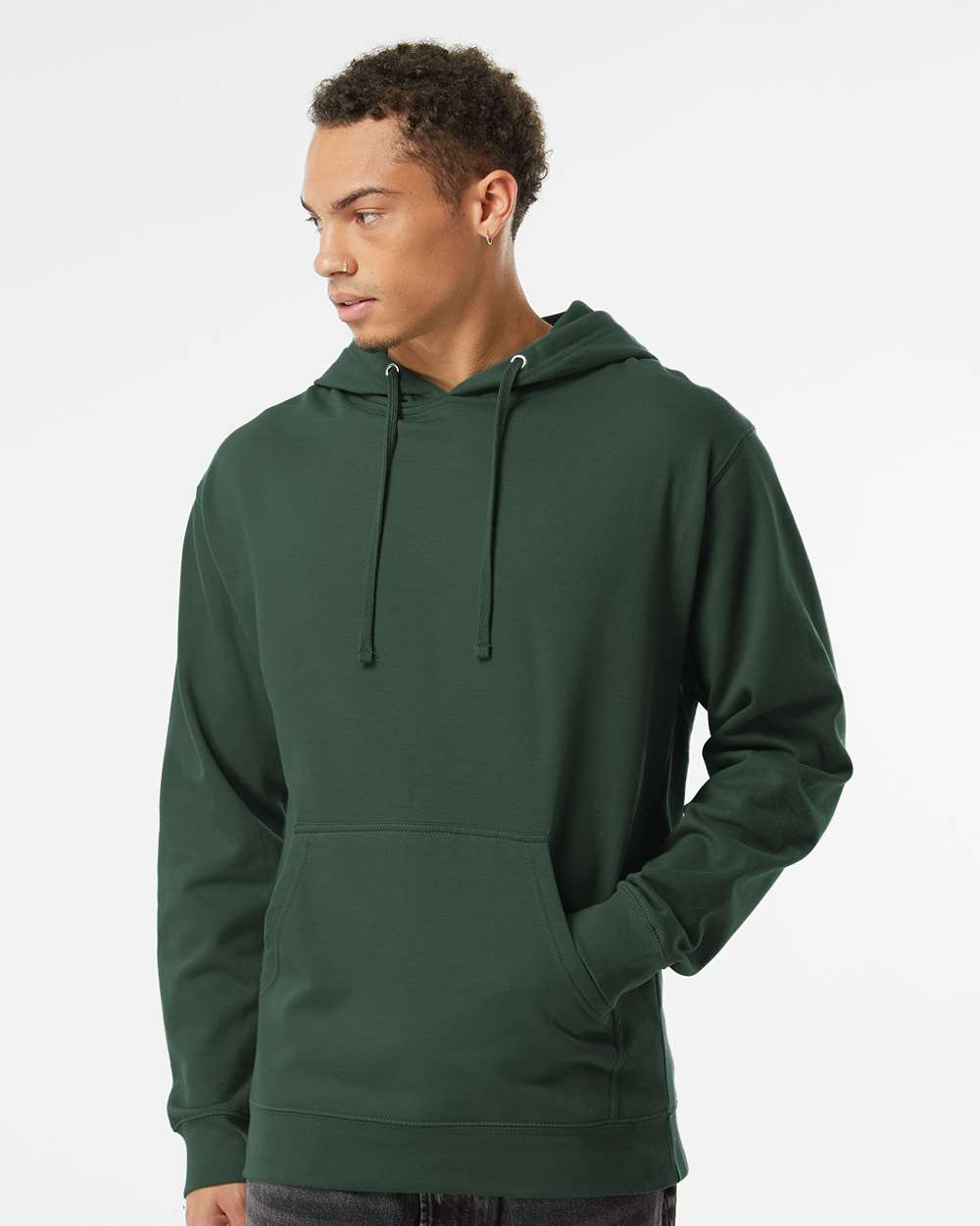 Unisex Midweight Hooded Sweatshirt Alpine Green - model front