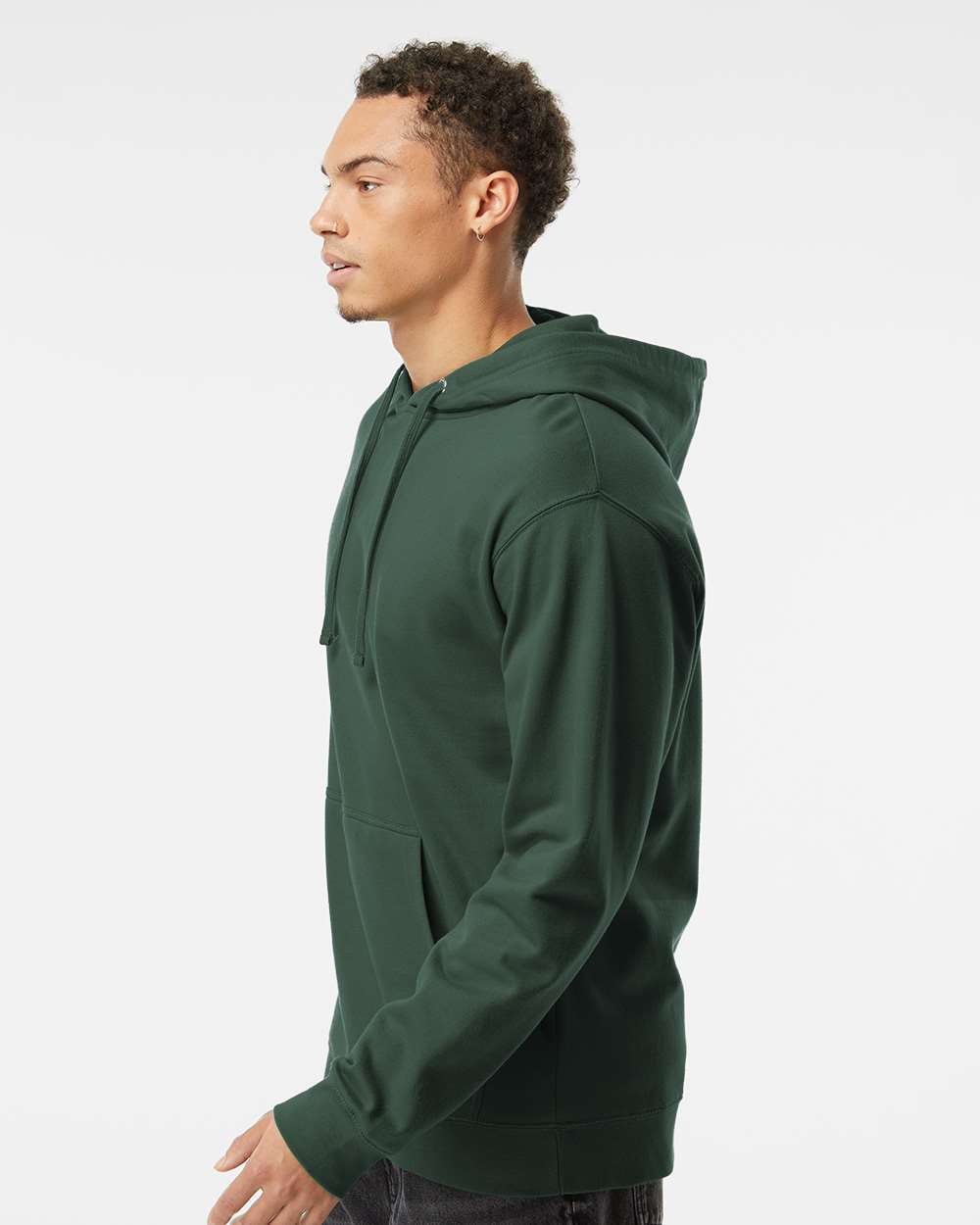 Unisex Midweight Hooded Sweatshirt Alpine Green - model side
