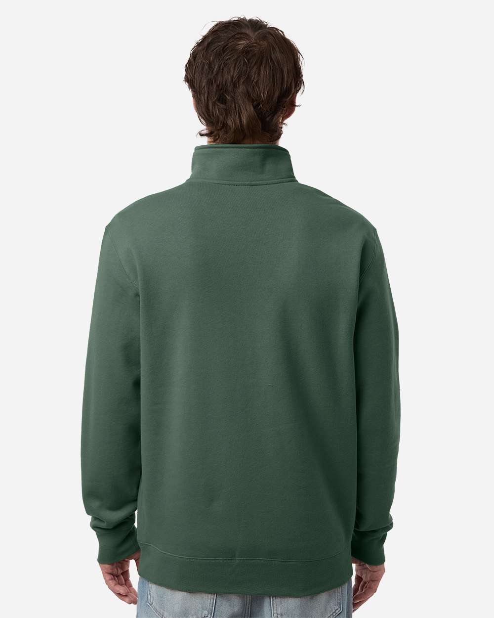 Unisex Midweight Quarter-Zip Pullover Alpine Green - model back